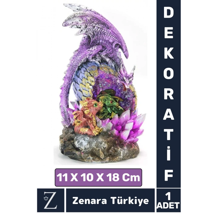 Premium Yüksek Kalite Çok Şık Dekoratif Hediyelik Özel Gün Biblo Koleksiyon POLYESTER DRAGON AİLESİ