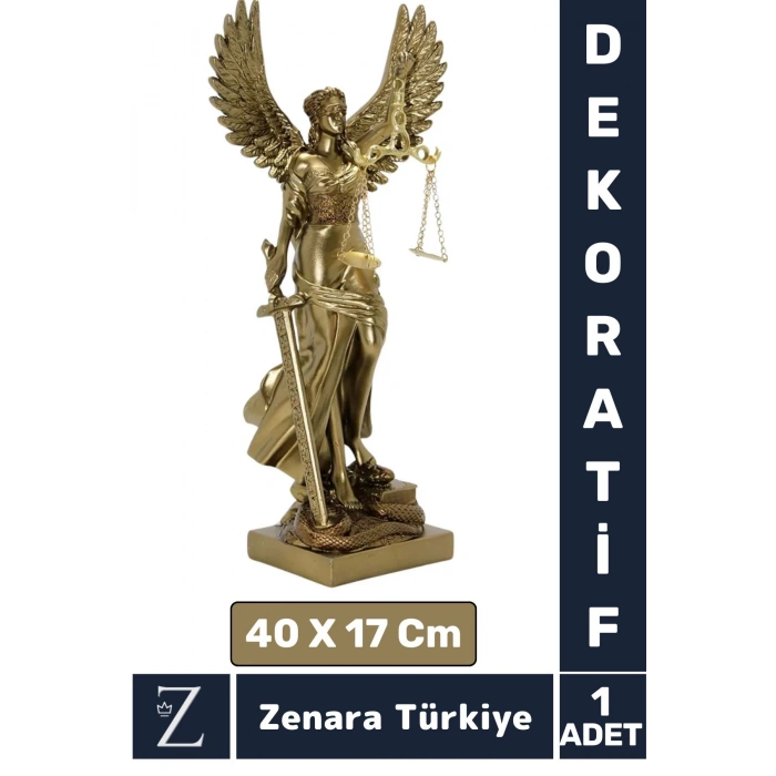 Premium Yüksek Kalite Çok Şık Dekoratif Hediyelik Özel Gün Biblo Koleksiyon POLYESTER KANATLI ADALET