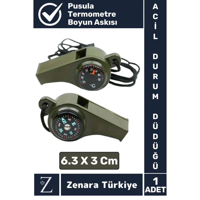 Çok Fonksiyonlu Yüksek Sesli Termemotre Pusulalı İpli Kamp İzci Eğitmen Hayatta Kalma Deprem Düdüğü
