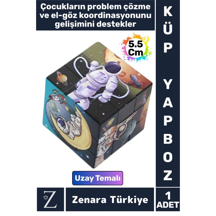 Eğitici Problem Çözme El Göz Koordinasyonu Geliştirici Eğlenceli Uzay Temalı Çocuk KÜP YAPBOZ