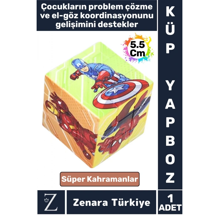 Eğitici Problem Çözme El Göz Koordinasyonu Geliştirici Eğlenceli Süper Kahramanlar Çocuk KÜP YAPBOZ