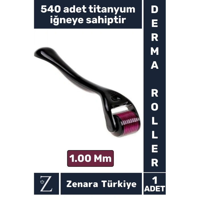Premium 1.00 Mm 540 Titanyum İğneli Cilt Yenileyici Pürüzsüz Cilt Bakım Güzellik Aleti Derma Roller