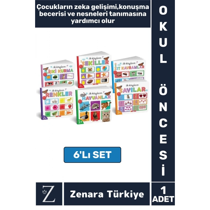Okul Öncesi Görsel Algı Nesneleri Tanıma Zeka Gelişim Eğitici Eğlenceli 6Lı Özel Set İLK KİTAPLARIM