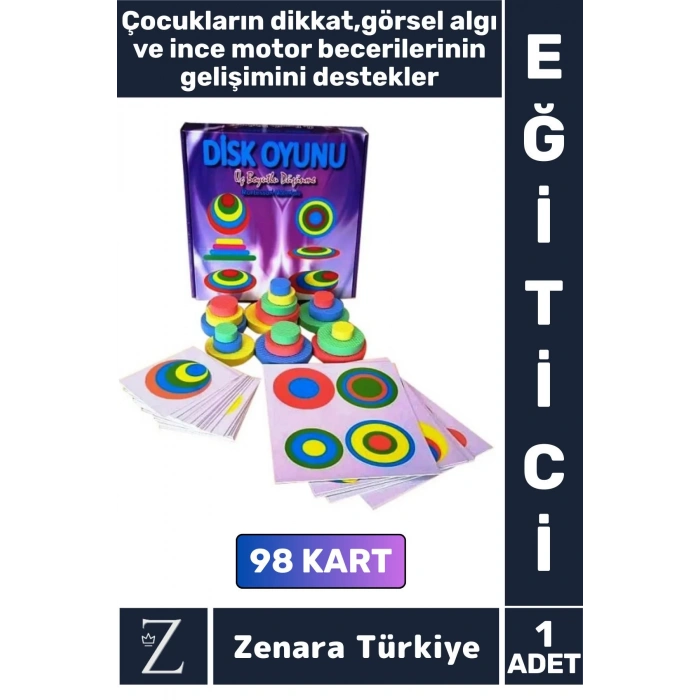 Çocuk Dikkat Görsel Algı Uzamsal Algı İnce Motor Becerileri Gelişimi Eğitici Eğlenceli DİSK OYUNU