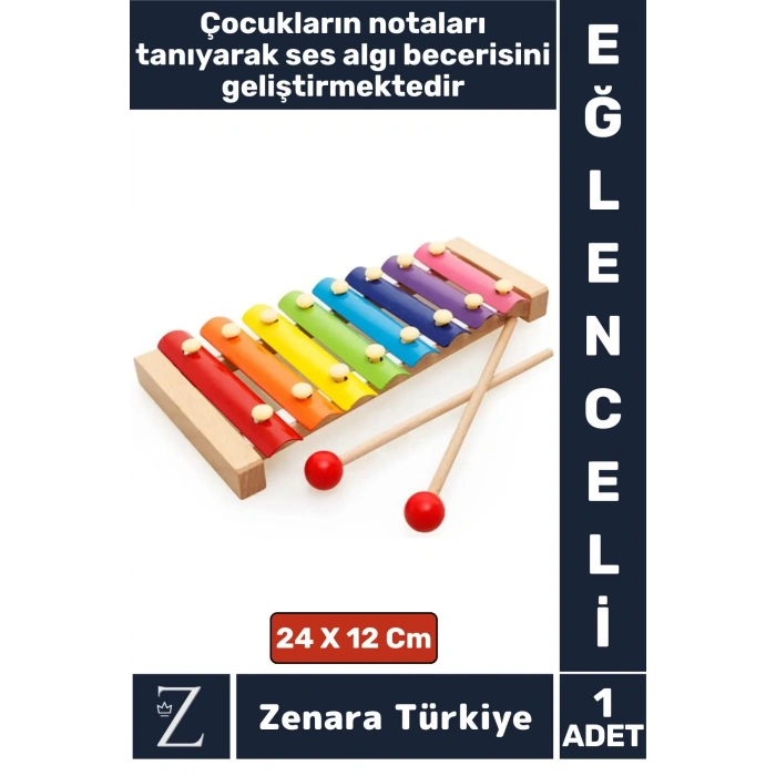 Çocuk Oyun Eğitici Müzik Aletleri Ses Algısı Tanıma Tın Ton Ayarlı Eğlenceli AHŞAP RENKLİ KSİLOFON