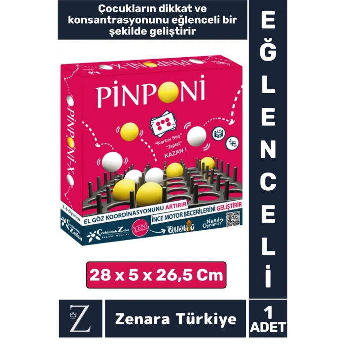Eğlenceli El-Göz Koordinasyonu Konsantrasyon Dikkat Geliştiren Eğitici Çocuk Oyun PİNPONİ