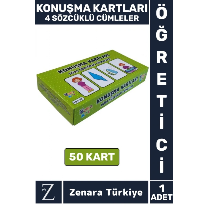 Eğitici Görsel Algı Dikkat İletişim Dil Bilgisi Geliştiren Çocuk KONUŞMA KARTLARI 4 SÖCÜKLÜ CÜMLELER