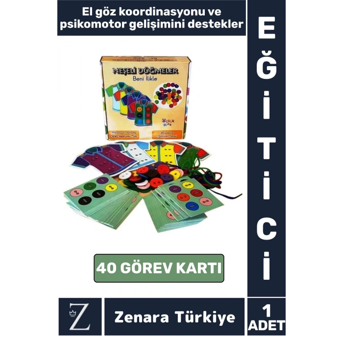 Eğitici Görsel Algı El-Göz Koordinasyonu Beceri Geliştirici Eğlenceli Çocuk Oyun NEŞELİ DÜĞMELER