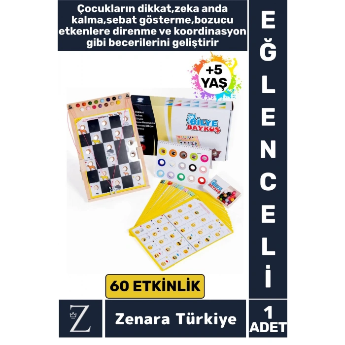 Eğlenceli Görsel Algı Dikkat Zeka Hafıza El-Göz Koordinasyonu Geliştirici Oyun BİLYE BAYKUŞ 5+ YAŞ