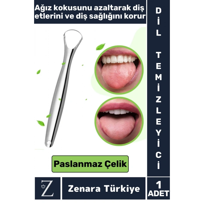 Premium Hijyenik Diş Sağlığını Koruyan Ağız Kokusu Önleyen Paslanmaz Çelik Dil Temizleyici