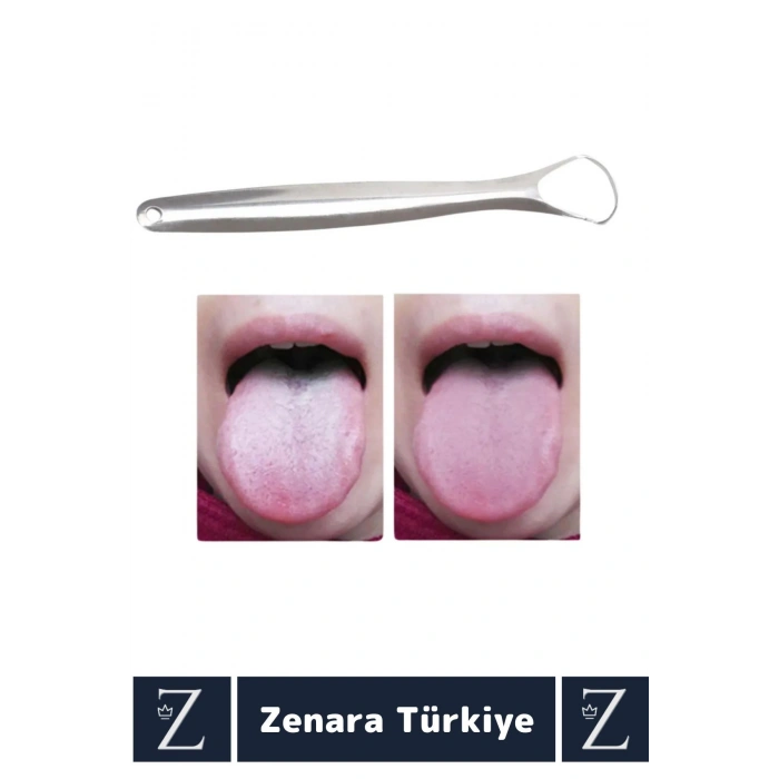 Premium Hijyenik Diş Sağlığını Koruyan Ağız Kokusu Önleyen Paslanmaz Çelik Dil Temizleyici