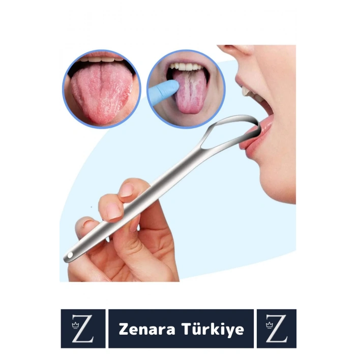 Premium Hijyenik Diş Sağlığını Koruyan Ağız Kokusu Önleyen Paslanmaz Çelik Dil Temizleyici