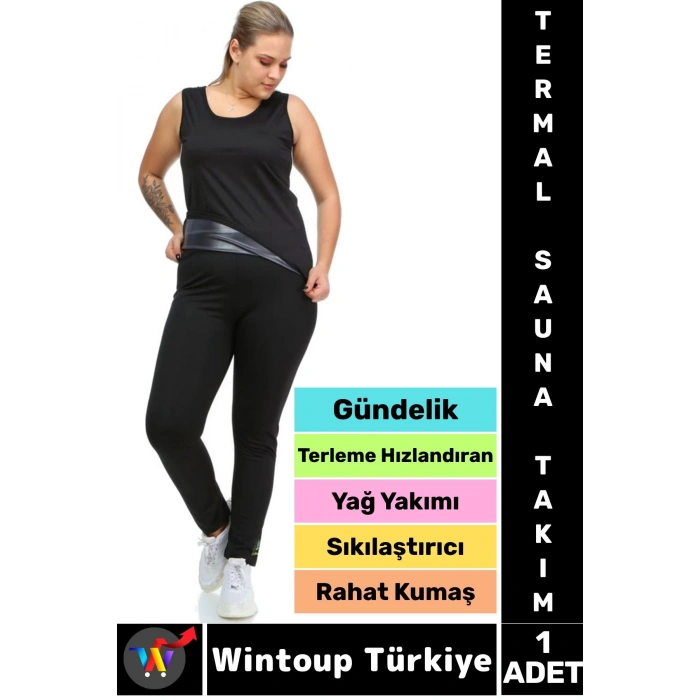Günlük Spor Kullanım Terleme Hızlandıran Rahat Destekleyici TERMAL SAUNA TAYT ATLET TAKIM