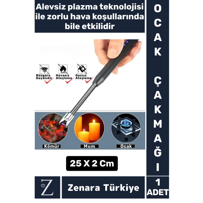 Kompakt Rüzgara Yağmura Dayanıklı Outdoor Kamp Piknik USB Şarjlı Esnek Bükülebilir Ocak Çakmağı