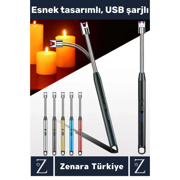 Kompakt Rüzgara Yağmura Dayanıklı Outdoor Kamp Piknik USB Şarjlı Esnek Bükülebilir Ocak Çakmağı