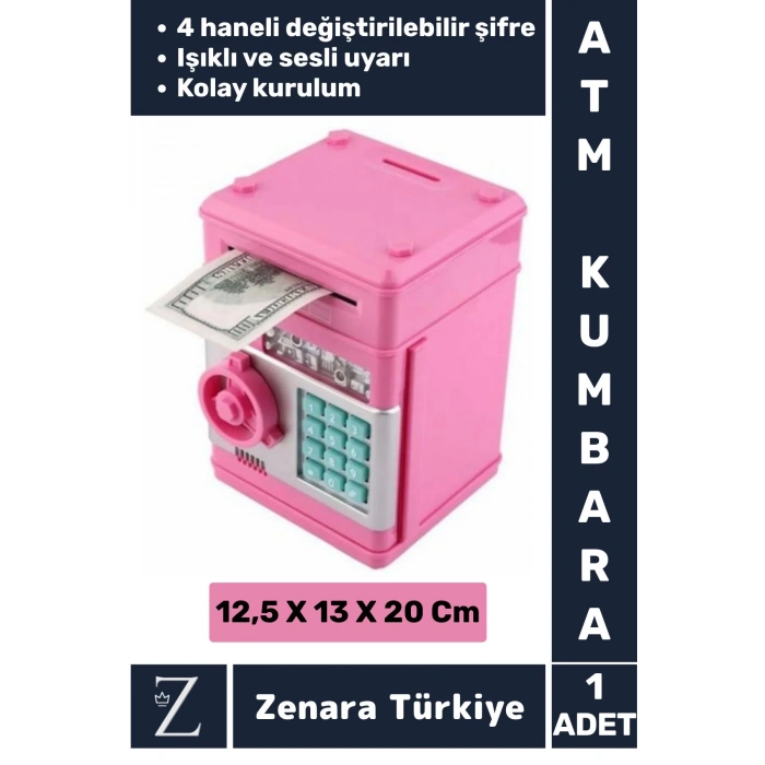 Yüksek Kaliteli Dekoratif Değiştirilebilir Şifreli Sesli Işıklı Uyarı Kağıt Madeni Para ATM KUMBARA