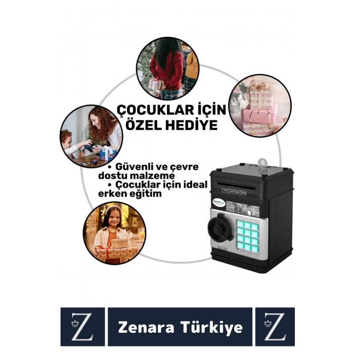 Yüksek Kaliteli Dekoratif Değiştirilebilir Şifreli Sesli Işıklı Uyarı Kağıt Madeni Para ATM KUMBARA