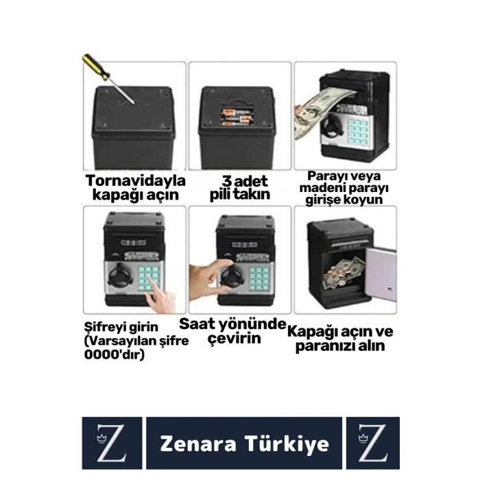 Yüksek Kaliteli Dekoratif Değiştirilebilir Şifreli Sesli Işıklı Uyarı Kağıt Madeni Para ATM KUMBARA