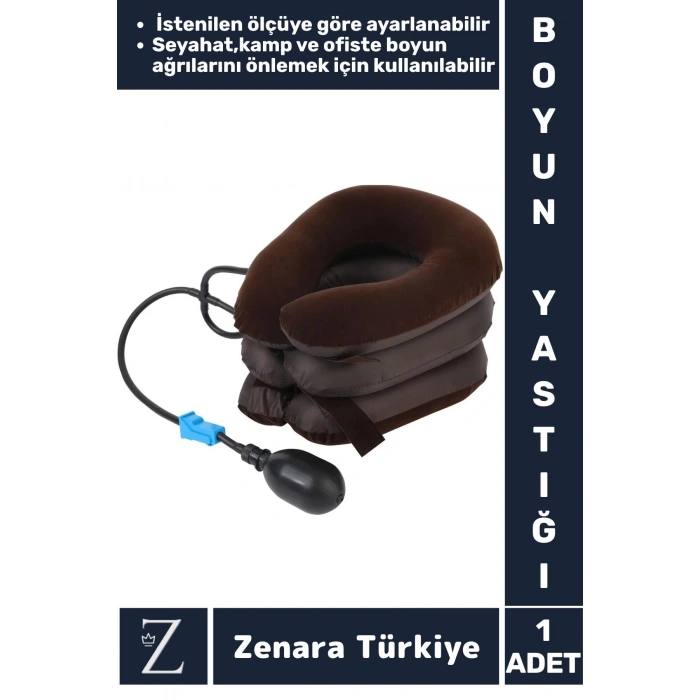 Kompakt Ortopedik Fıtık Araç Seyahat Kamp Ev Ofis Piknik 3 Katlı Şişirilebilir Pompalı BOYUN YASTIĞI