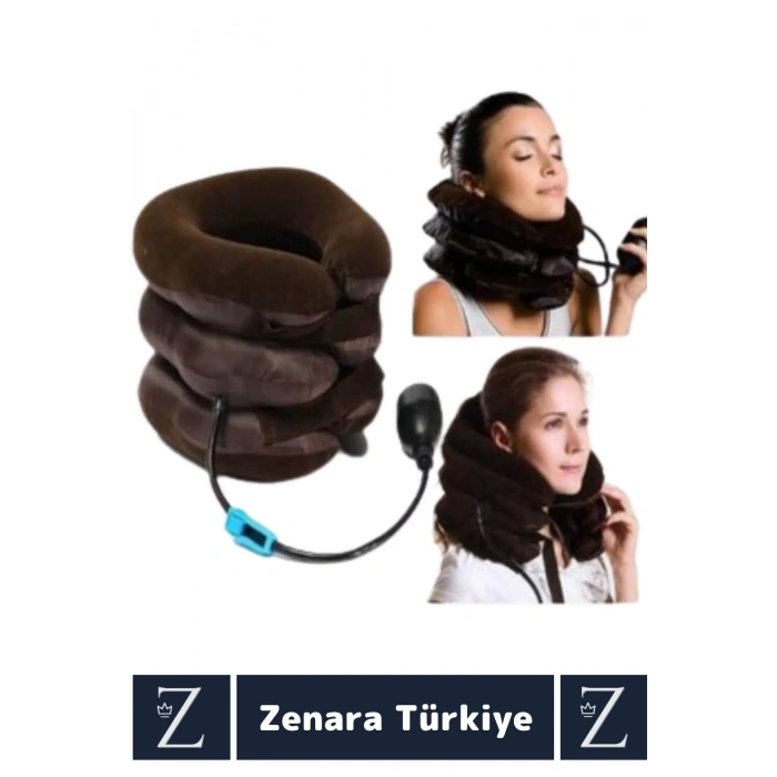 Kompakt Ortopedik Fıtık Araç Seyahat Kamp Ev Ofis Piknik 3 Katlı Şişirilebilir Pompalı BOYUN YASTIĞI