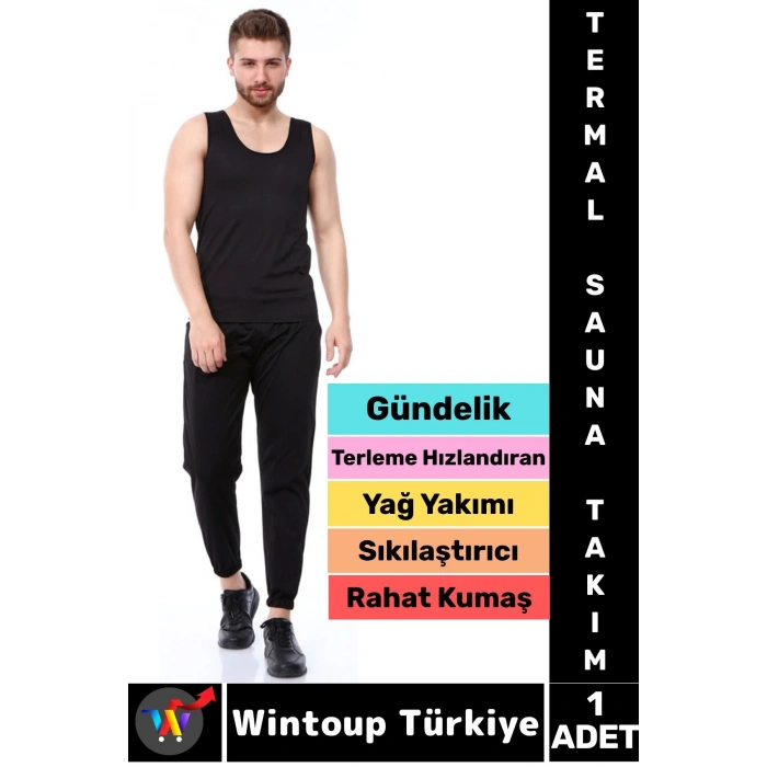 Günlük Kullanım Spor Terleme Hızlandıran Rahat Sıkılaştırıcı TERMAL SAUNA EŞOFMAN ALTI ATLET TAKIM