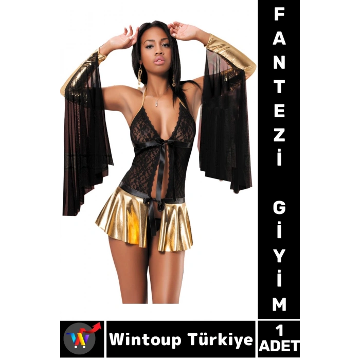 Yeni Sezon Seksi Gece Sevgili Özel Gün Hediyelik Şık Dantelli Eldiven Gecelik Fantezi Takımı