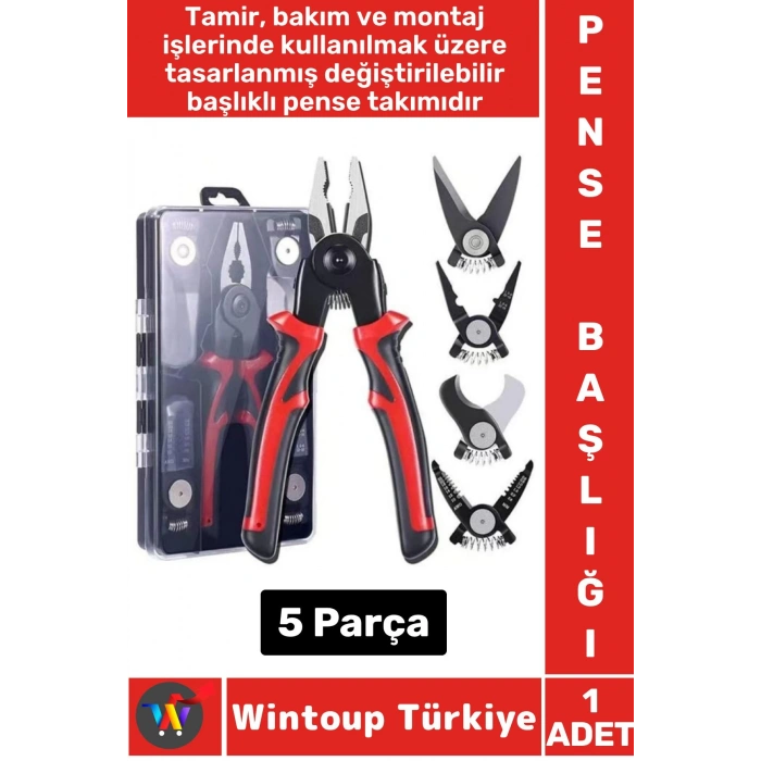 Ergonomik Montaj Bakım Tamir Çok Fonksiyonlu Kolay Yaylı Sistem Kaymaz Tak Çıkar 5 Başlık PENSE SETİ