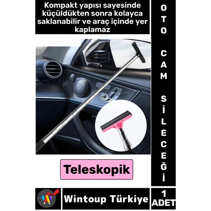 Kompakt Araç İç Dış Temizlik Yan Ayna Dikiz Aynası Silecek 90 Cm Uzayabilen TELESKOPİK CAM SİLECEĞİ