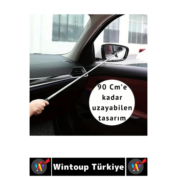 Kompakt Araç İç Dış Temizlik Yan Ayna Dikiz Aynası Silecek 90 Cm Uzayabilen TELESKOPİK CAM SİLECEĞİ