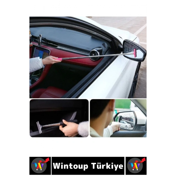 Kompakt Araç İç Dış Temizlik Yan Ayna Dikiz Aynası Silecek 90 Cm Uzayabilen TELESKOPİK CAM SİLECEĞİ