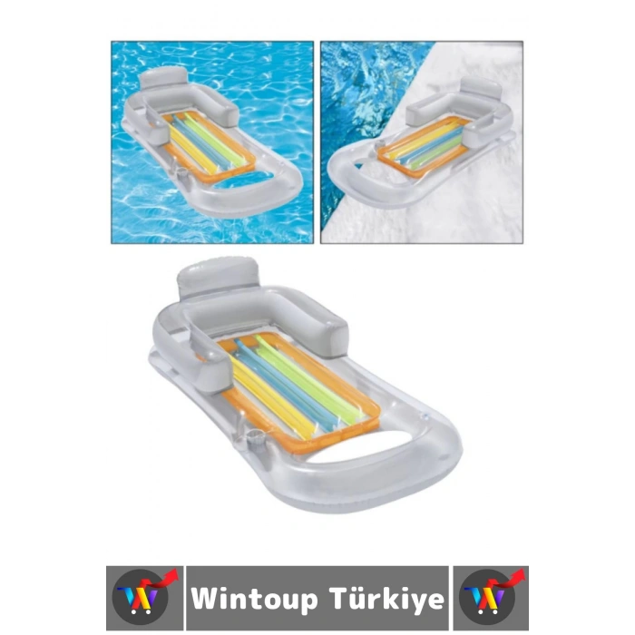 Dayanıklı Yüzme Havuz Deniz Keyif İçecek Koyma Yeri Koltuklu Tasarım Şişme Lüks Şeffaf DENİZ YATAĞI