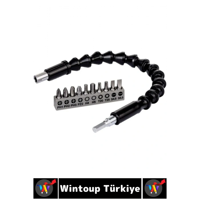 Kompakt Tamir Vidalama Montaj Elektrikli Matkap Tornavida 360 Derece Şaftlı ESNEK TORNAVİDA UCU SETİ