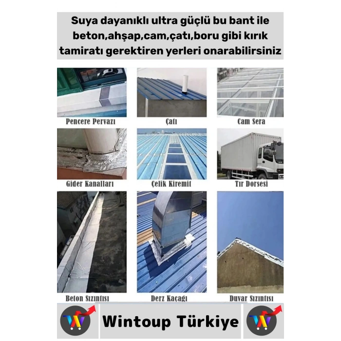 Ultra Güçlü Su Neme Dayanıklı Çok Amaçlı Montaj Onarım İzolasyon Tamir Bantı Beyaz 48 Mmx10 Mt 10 Ad