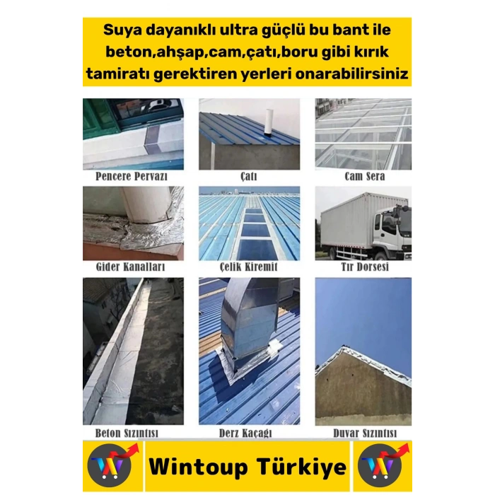 Ultra Güçlü Su Neme Dayanıklı Çok Amaçlı Montaj Onarım İzolasyon Tamir Bantı Sarı 48 Mm x 10 Metre