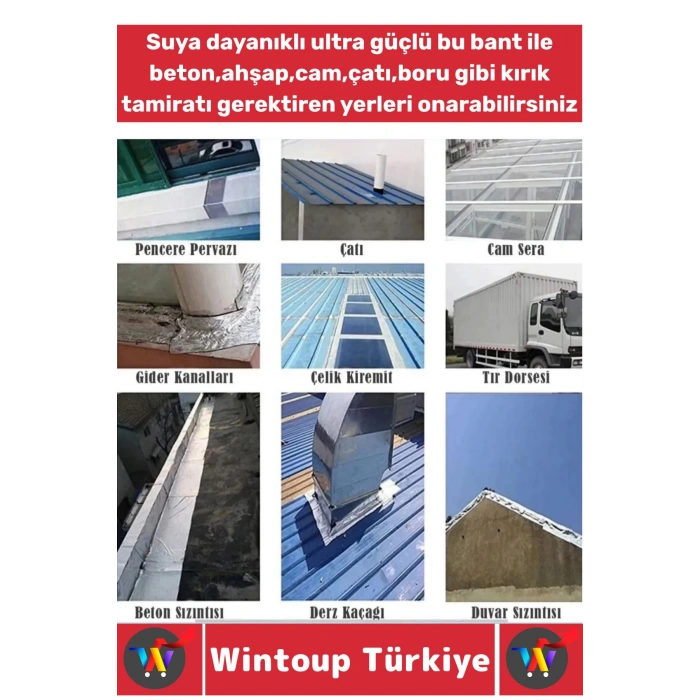 Ultra Güçlü Su Neme Dayanıklı Çok Amaçlı Montaj Onarım İzolasyon Tamir Bantı Kırmızı 48 Mmx10Mt 5 Ad