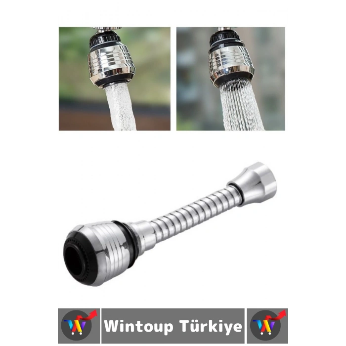 Premium 360 Derece Dönebilen Su Tasarruflu 2 Modlu Hortumlu Dayanıklı Spiral Esnek Musluk Başlığı