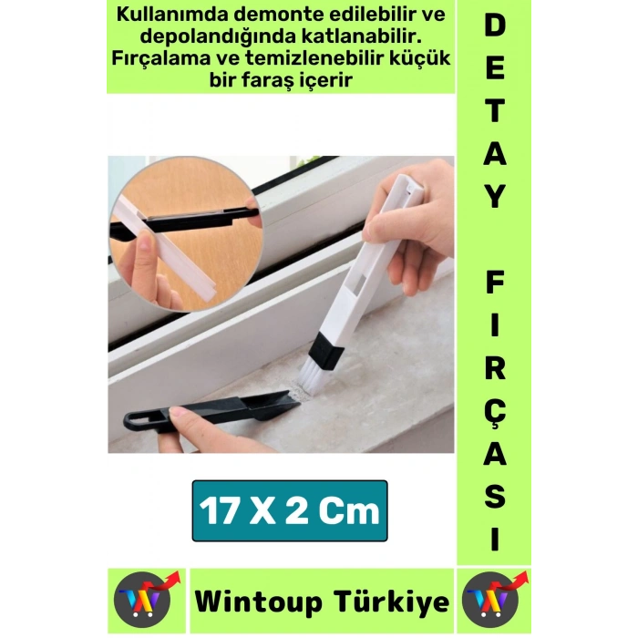 Ergonomik Elektronik Kapı Pencere Köşe Zor Nokta Çok Amaçlı MİNİ Detay Temizlik Fırçası Faraş 2 in 1