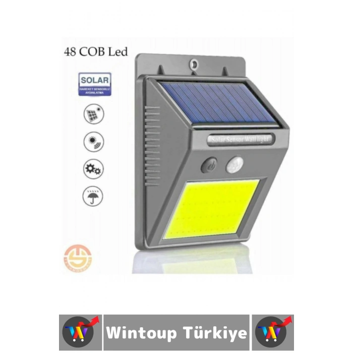 Outdoor Dış Mekan Dekoratif Aydınlatma Güneş Enerjili Hareket Sensörlü 48 Ledli Solar Bahçe Lambası