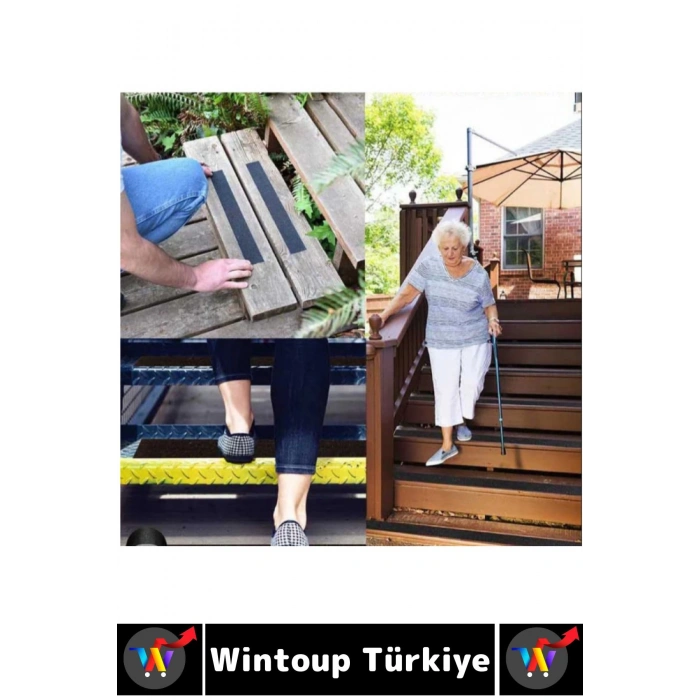 Ultra Güçlü Yapışkan İSG İş Yeri Kaygan Zemin Merdiven Siyah Kaydırmaz Bant 50 Mm X 10 Metre 3 Adet