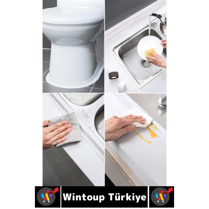 Dayanıklı Lavabo Kenar Küvet Pvc Su Sızdırmaz Yağ Küf Kir Önleyici Yalıtım Bantı 3.2 Metre 5 Adet