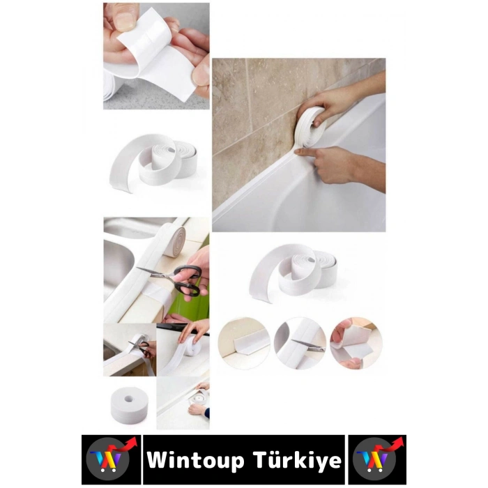 Dayanıklı Lavabo Kenar Küvet Pvc Su Sızdırmaz Yağ Küf Kir Önleyici Yalıtım Bantı 3.2 Metre 3 Adet