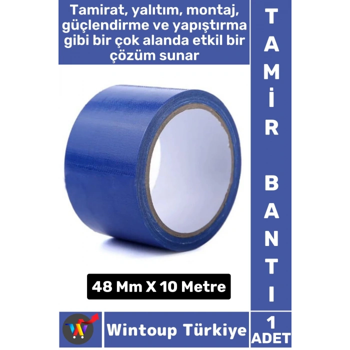 Uzun Ömürlü Su Nem Küfe Dayanıklı Çok Amaçlı MAVİ Montaj Onarım Tamir Bantı 48 Mm X 10 Metre