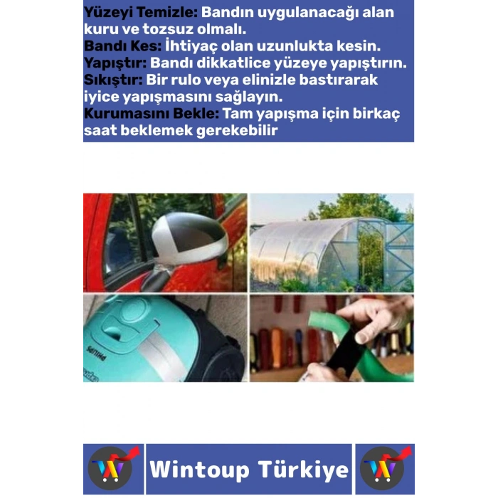 Uzun Ömürlü Su Nem Küfe Dayanıklı Çok Amaçlı MAVİ Montaj Onarım Tamir Bantı 48 Mm X 10 Metre