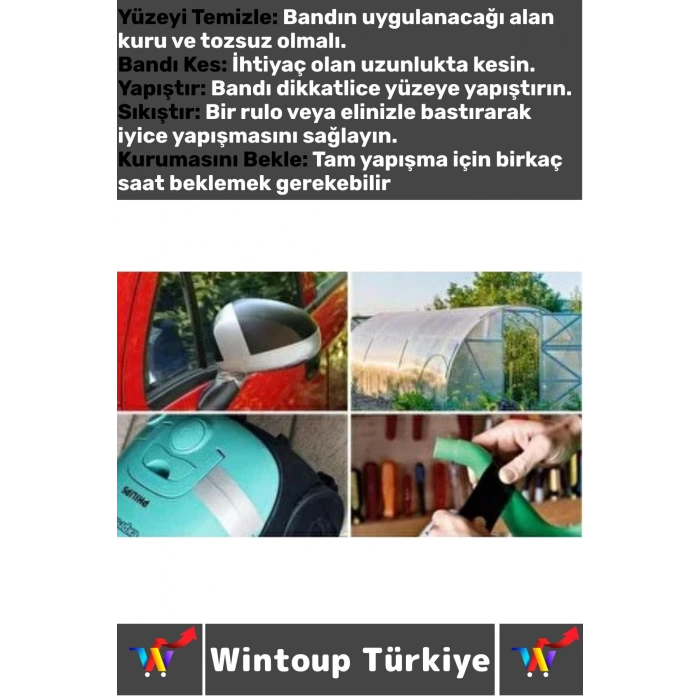 Uzun Ömürlü Su Nem Küfe Dayanıklı Çok Amaçlı GRİ Montaj Onarım Tamir Bantı 48 Mm X 10 Metre 2 Adet