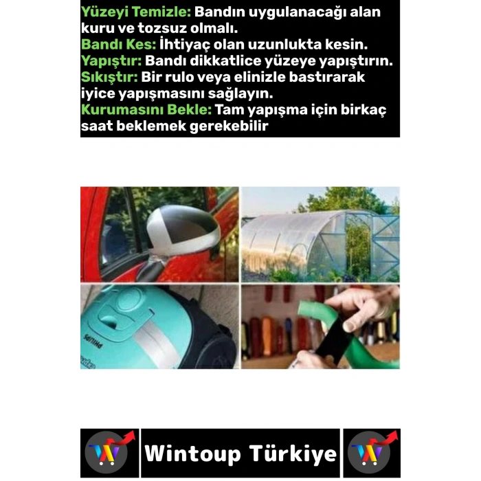Uzun Ömürlü Su Nem Küfe Dayanıklı Çok Amaçlı BEYAZ Montaj Onarım Tamir Bantı 48 Mm X 10 Metre 5 Adet