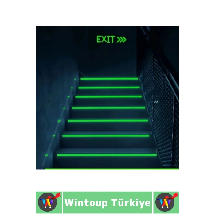 Karanlıkta Parlayan Acil Durum Çıkış Merdiven Kenar Esnek Güçlü Yapışkan Fosfor Bant 2 CmX4 Mtr 2 Ad