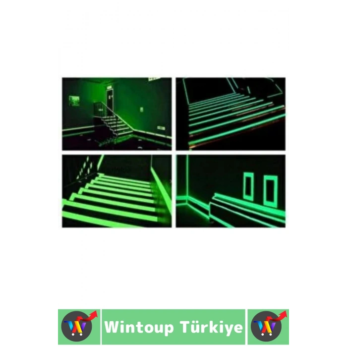 Karanlıkta Parlayan Acil Durum Çıkış Merdiven Kenar Esnek Güçlü Yapışkan Fosfor Bant 2 CmX4 Mtr 10Ad