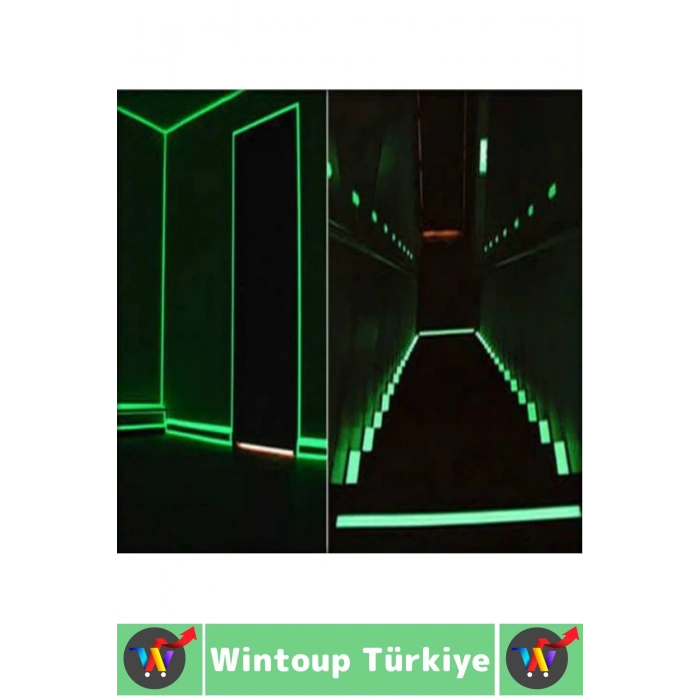 Karanlıkta Parlayan Acil Durum Çıkış Merdiven Kenar Esnek Güçlü Yapışkan Fosfor Bant 2 CmX4 Mtr 10Ad