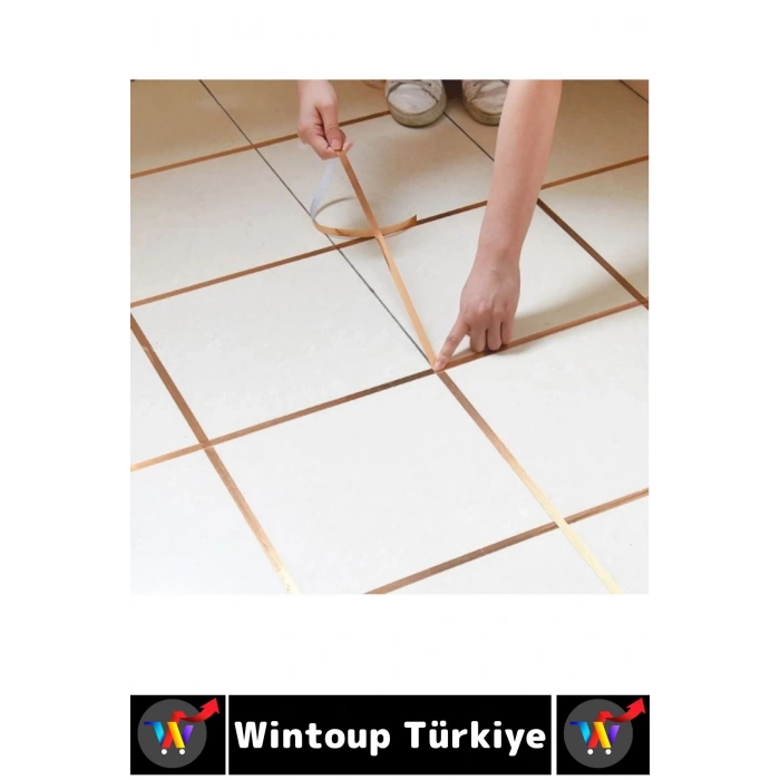 Uzun Ömürlü Kendinden Yapışkanlı Karo Zemin Fayans Derz 1 Cm X 50 Metre Gold Şerit Bant