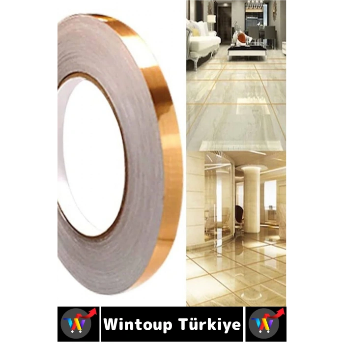 Uzun Ömürlü Kendinden Yapışkanlı Karo Zemin Fayans Derz 1 Cm X 50 Metre Gold Şerit Bant 3 Adet